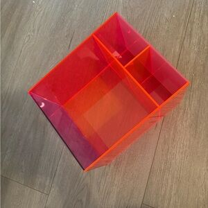 3 cubby table top shelf neon orange/pink